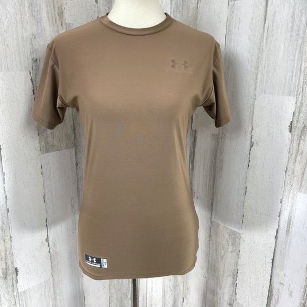 Under Armor Men's‎ Light Brown Tactical Short Sleeve Stretch Tight Shirt Sz L